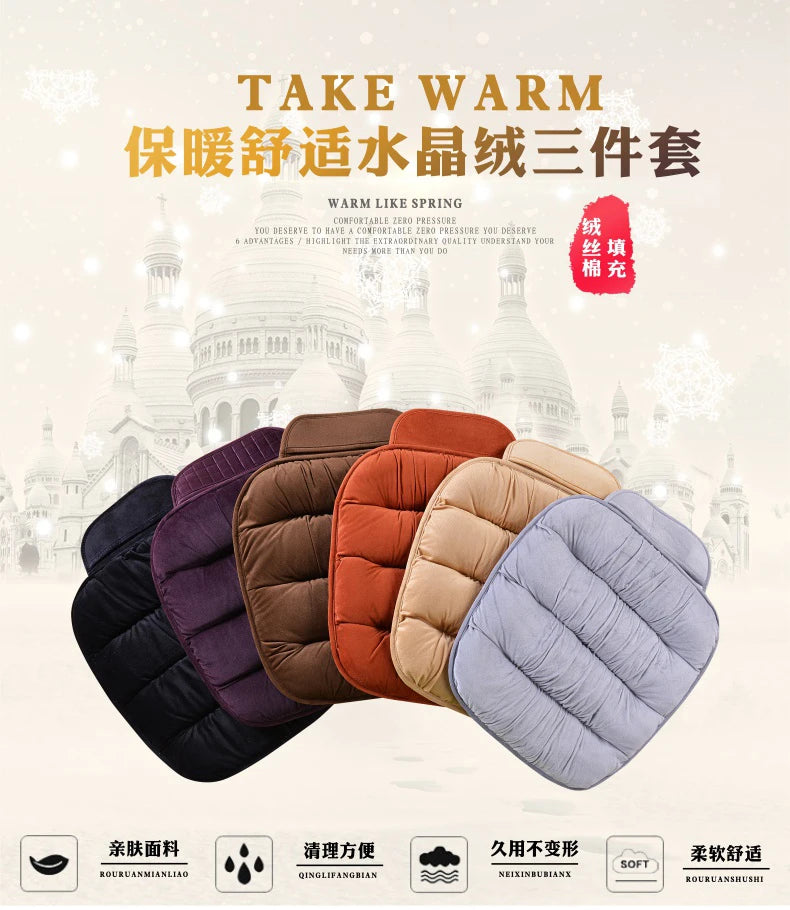 Plush Cotton Car Seat Cover Winter Surrounded Warm Winter Cushion Faux Fur For Seat Protector Mat Car Interior Accessories