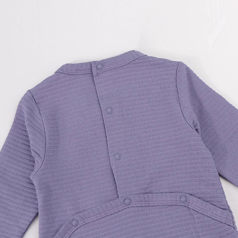 Elegant Baby Romper Winter Ribbed Pajamas Overalls with Contrast Pockets for Boys And Girls Footies for Autumn