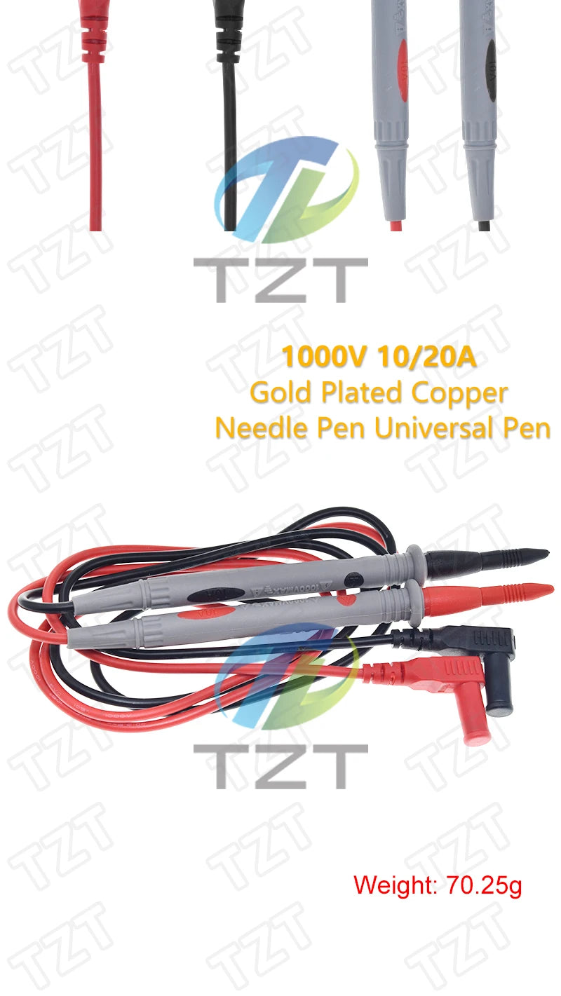 TZT Multimeter Test Leads Universal Cable AC DC 1000V 20A 10A CAT III Measuring Probes Pen for Multi-Meter Tester Wire Tips