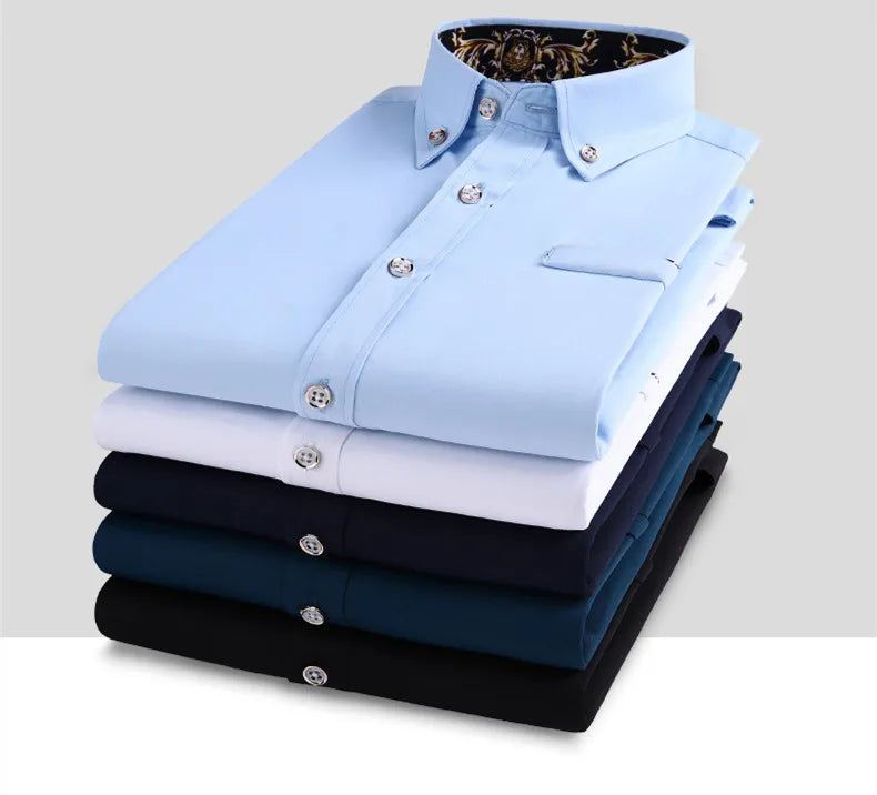 Men's clothing  Arrival Men Shirt Fashion Causal Long Sleeved Male Dress Social Business Brand Shirt Soft Weeding White Shirts