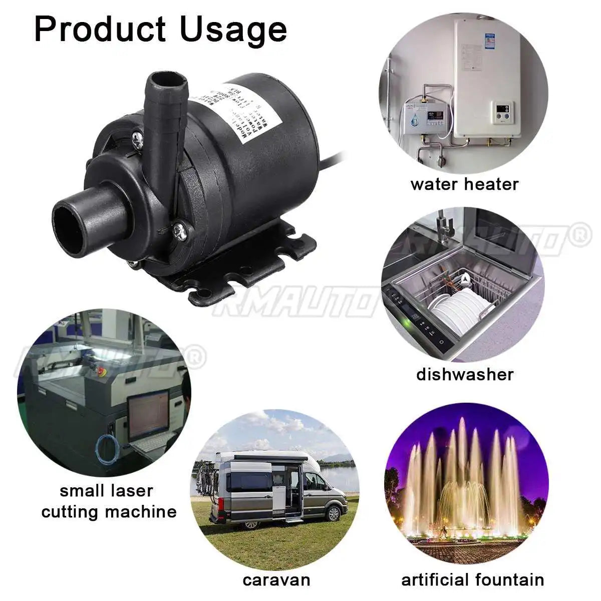 DC 12V/24V Circulation Water Pump 5M 800L/H Submersible Solar Brushless Motor for Cooling System Fountains Heater