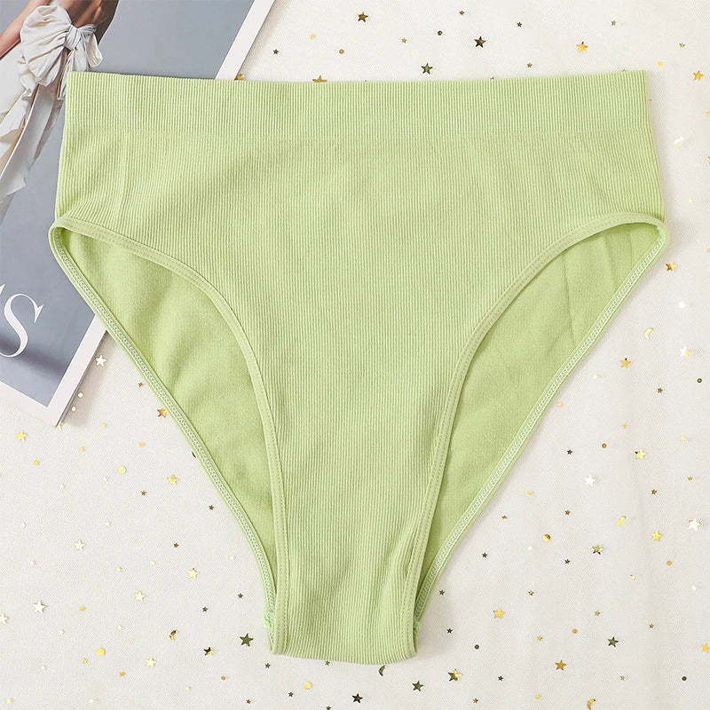1Pc High Waist Panties For Women Sport Seamless Briefs High-Leg Cut Underpants Female  Sexy Lingerie Solid Color Underwear