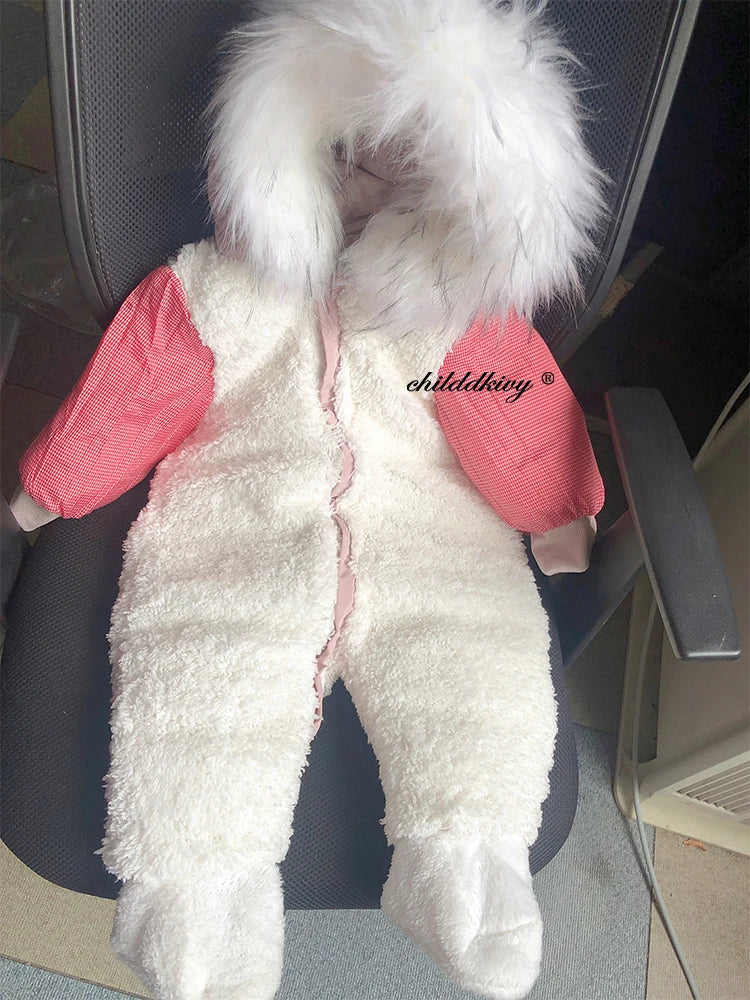 0-24 Months Newborn Baby Jumpsuit Winter Cotton Baby Romper With Gloves Hooded Thicken Boys Snowsuit Girl Clothing Set