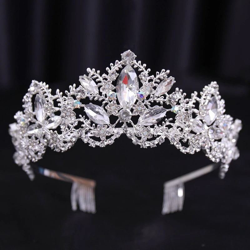 Bridal Wedding Hair Accessories Silver Crystal Hair crown alloy diamond crown women's fashion high-end atmospheric headdress