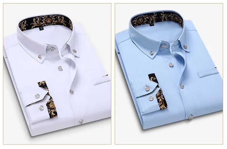 Men's clothing  Arrival Men Shirt Fashion Causal Long Sleeved Male Dress Social Business Brand Shirt Soft Weeding White Shirts