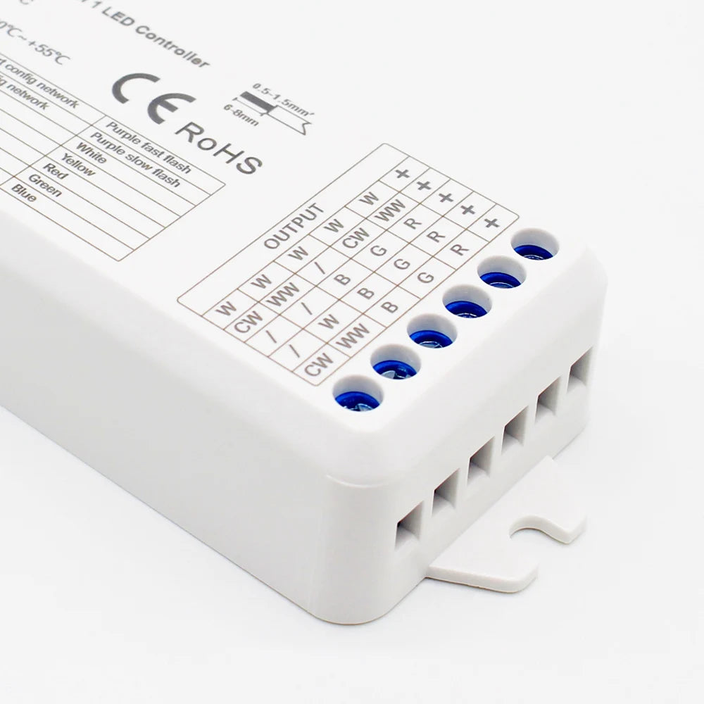 MJJC Tuya Smart Life LED RGBCCT Controller DC 12V 24V 5 in 1 Dimmer 2.4G RF Wireless Remote LED Strip Light work with Alice WT5