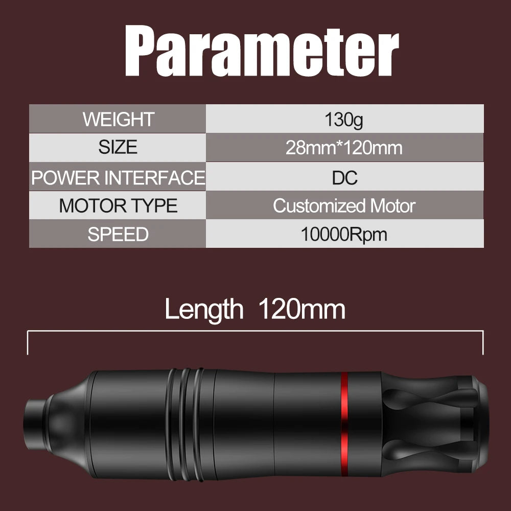 Professional Tattoo Machine Pen Kit with Cartridge Needles Power Supply Tattoo Inks Rotary Tattoo Pen Set for Beginners Body Art