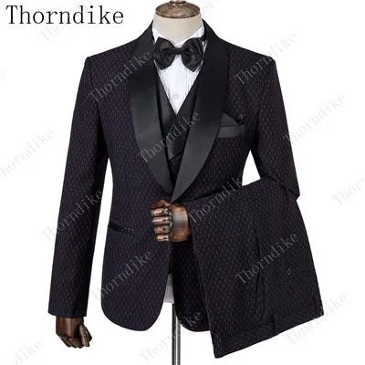 2023 Blazer+Pants+Vest Suits Male Casual Slim Blazer Coat Suit New Man Fashion Green Jacquard Eye-catching High Quality Party