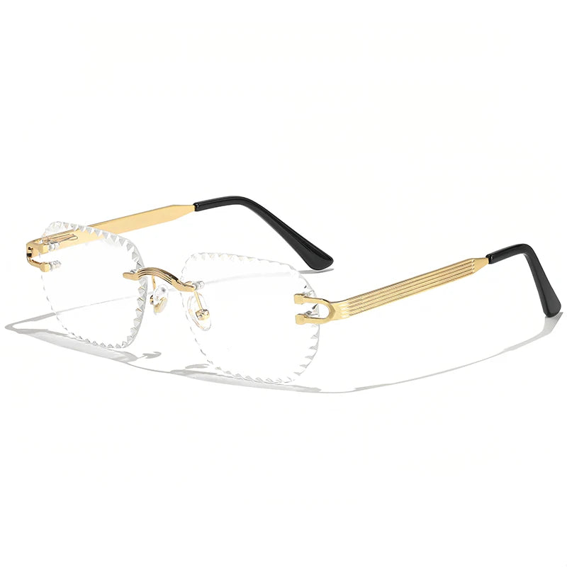 HBK Unisex Frameless Sunglasses Black PC Alloy Pink Blue Gradient Lens Polygon Rimless Design New Street Fashion Men Women