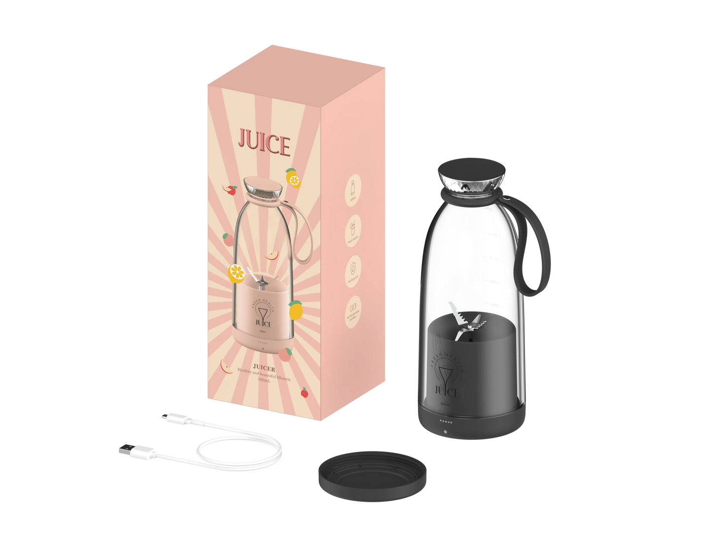 Portable Ice Crushing Function Juicer Cup 500mL Large Capacity Juicer Cup Rechargeable Small Vegetable Fruit Blender Juicers