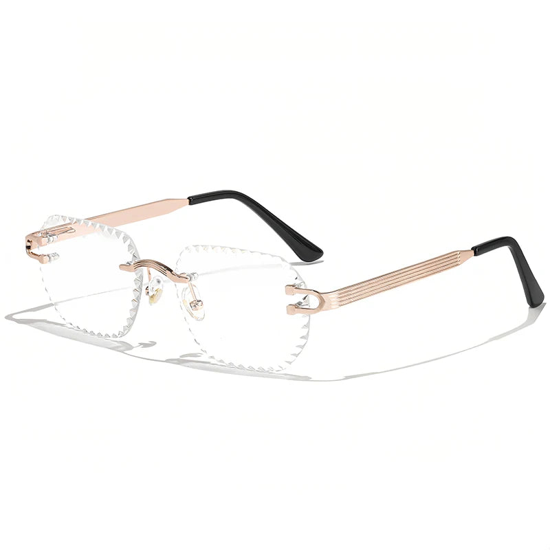 HBK Unisex Frameless Sunglasses Black PC Alloy Pink Blue Gradient Lens Polygon Rimless Design New Street Fashion Men Women