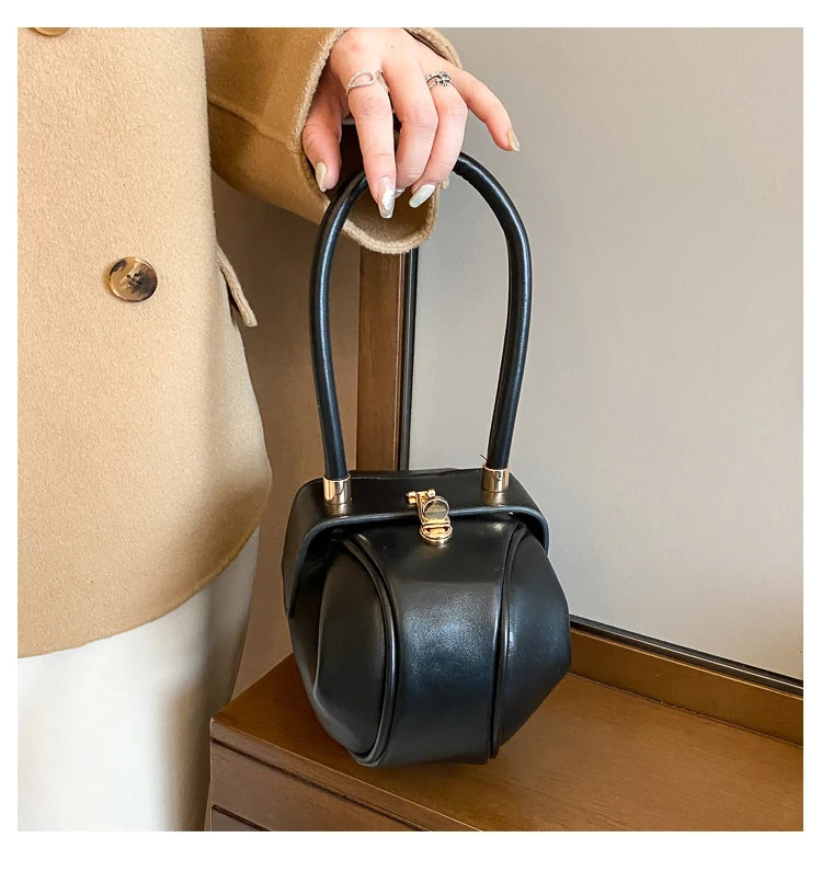 Bowling Spherical Women's Handbag Luxury Brand Designer Hobos Bag Fashion Mini Round Shoulder Bags PU Leather Female Purse