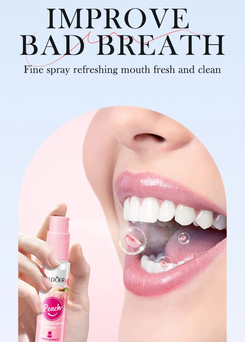Peach Mint Lemon Fresh Breath Mouth Spray Fresh Breath Mild Remove Bad Breath Bring a Cool and Comfortable Experience