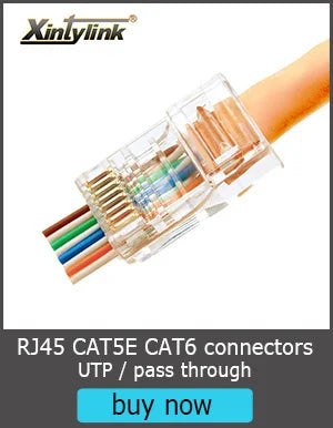 xintylink CAT7 rj45 connector 50U CAT6A ends ethernet cable plug network 10G SFTP FTP shielded lan jack pass through 1.5MM hole