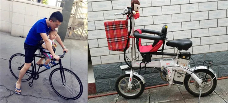 PANGDUBE Universal Front Bike Child Seat Adjustable Baby Bicycle Carrier with Safety Belt Foldable Kids Cycle Seat for Mountain
