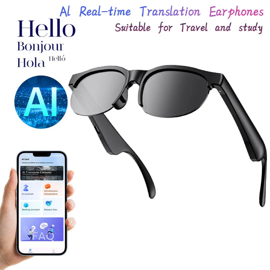 Elegant Lightweight Smart Glasses Open-Ear Cancelling Earphones Built-in Speaker LED Battery Polarized Lenses Glasses