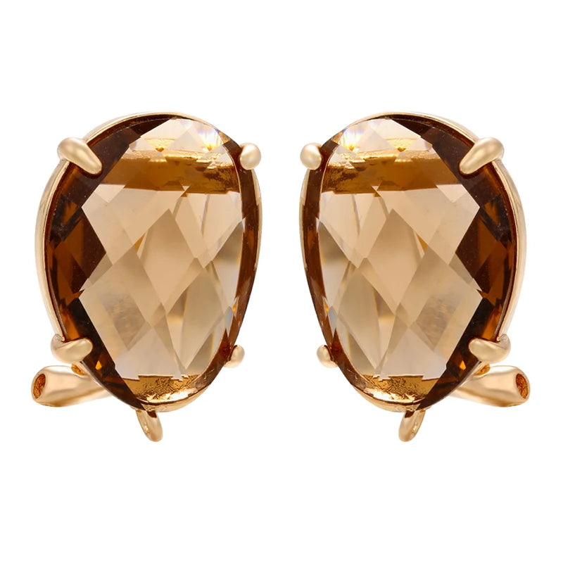 ZHUKOU 16x22mm high quality crystal cobblestone stud earrings for women earrings model:VE66