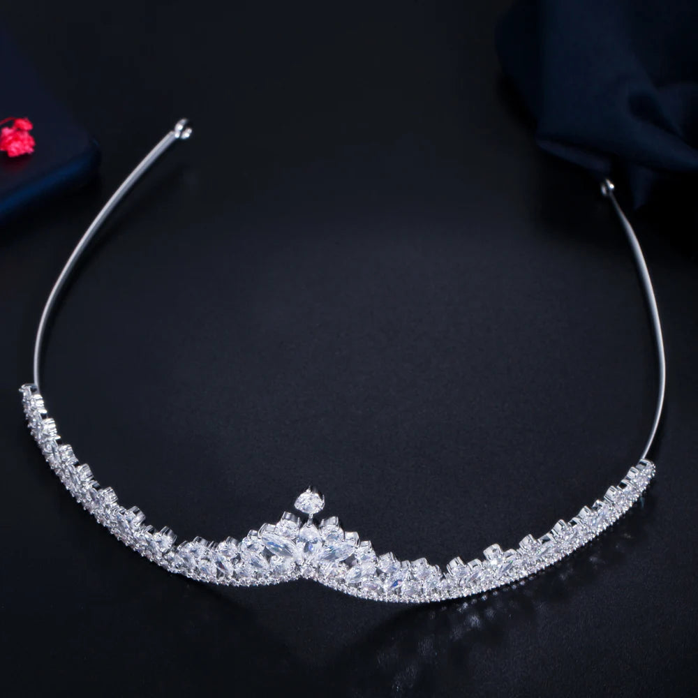 Elegant Shiny Cubic Zirconia Crystal Big Bridal Tiaras and Crowns Hair Accessories for Women Wedding Costume Headwear Jewelry