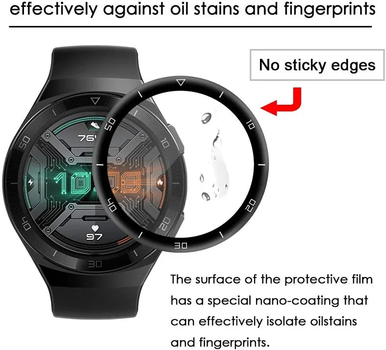 Screen Protective Film For Huawei Watch GT 2e Watch proteccion Clear 3D Fibre Soft Transparent GT2e Film Full Cover Accessories