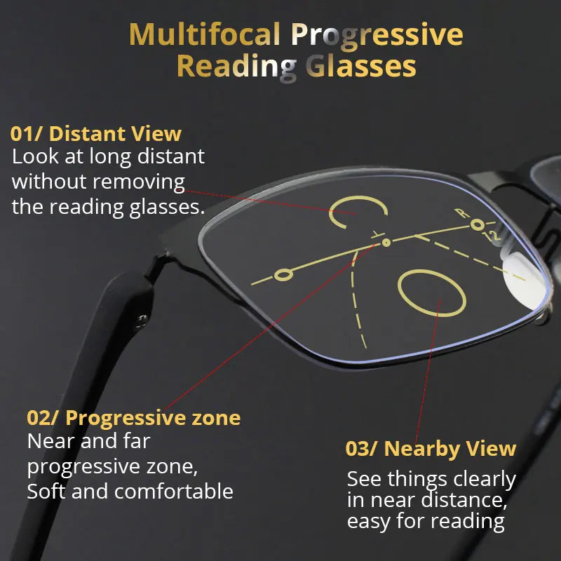 Multifocal Progressive Reading Glasses Computer for Reader Men Sight Clear Eyeglasses Women +1.0 1.5 2.0 2.5 3.0 3.5 4.0