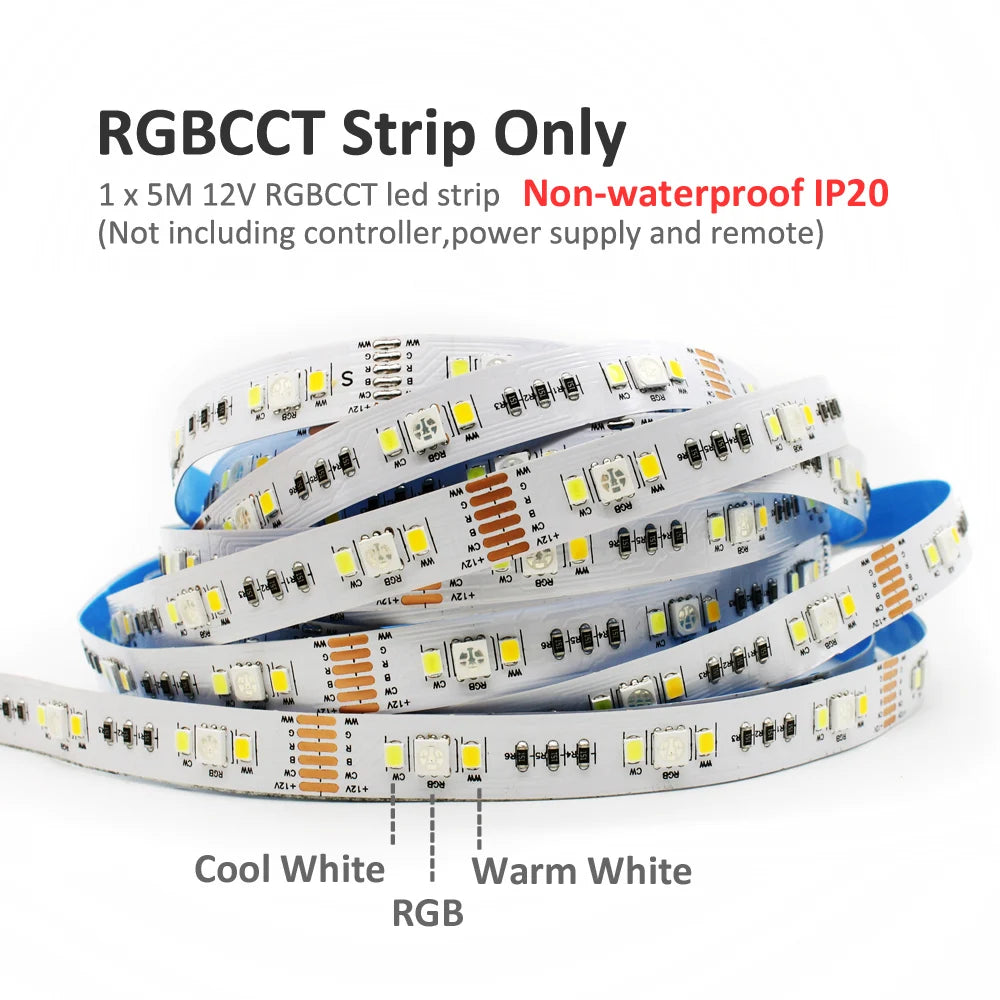 MJJC Tuya Smart Life LED RGBCCT Controller DC 12V 24V 5 in 1 Dimmer 2.4G RF Wireless Remote LED Strip Light work with Alice WT5