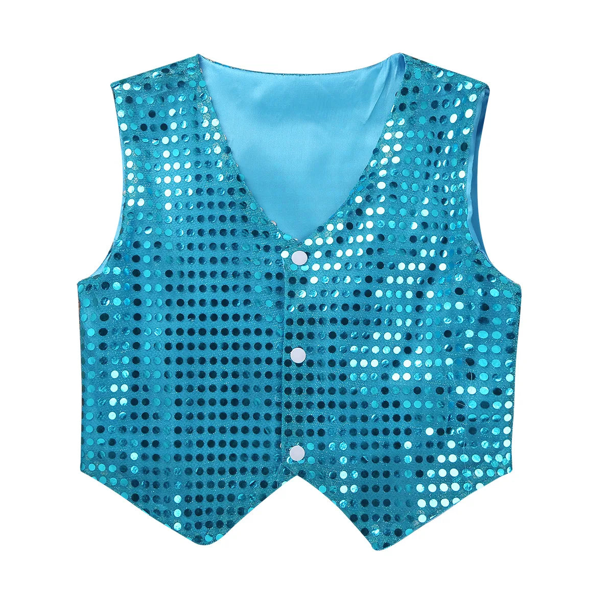 Children Boys Girls Shiny Sequin Vest Waistcoat Hip Hop Jazz Street Dance School Choir Costume Halloween Carnival Party Clothes