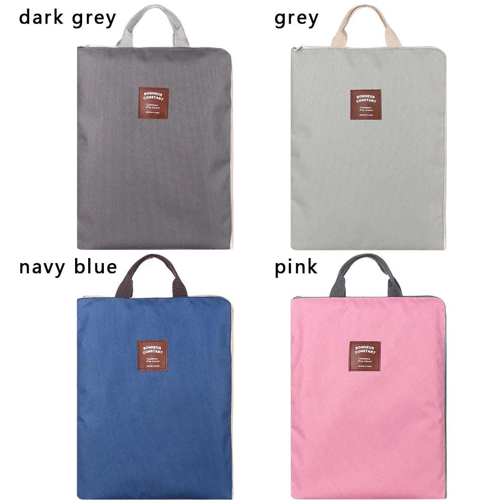 A4 File Folder Large Canvas Zipper Multifunctional A4 File Folder Document Bag Business Briefcase Organizer Stationery