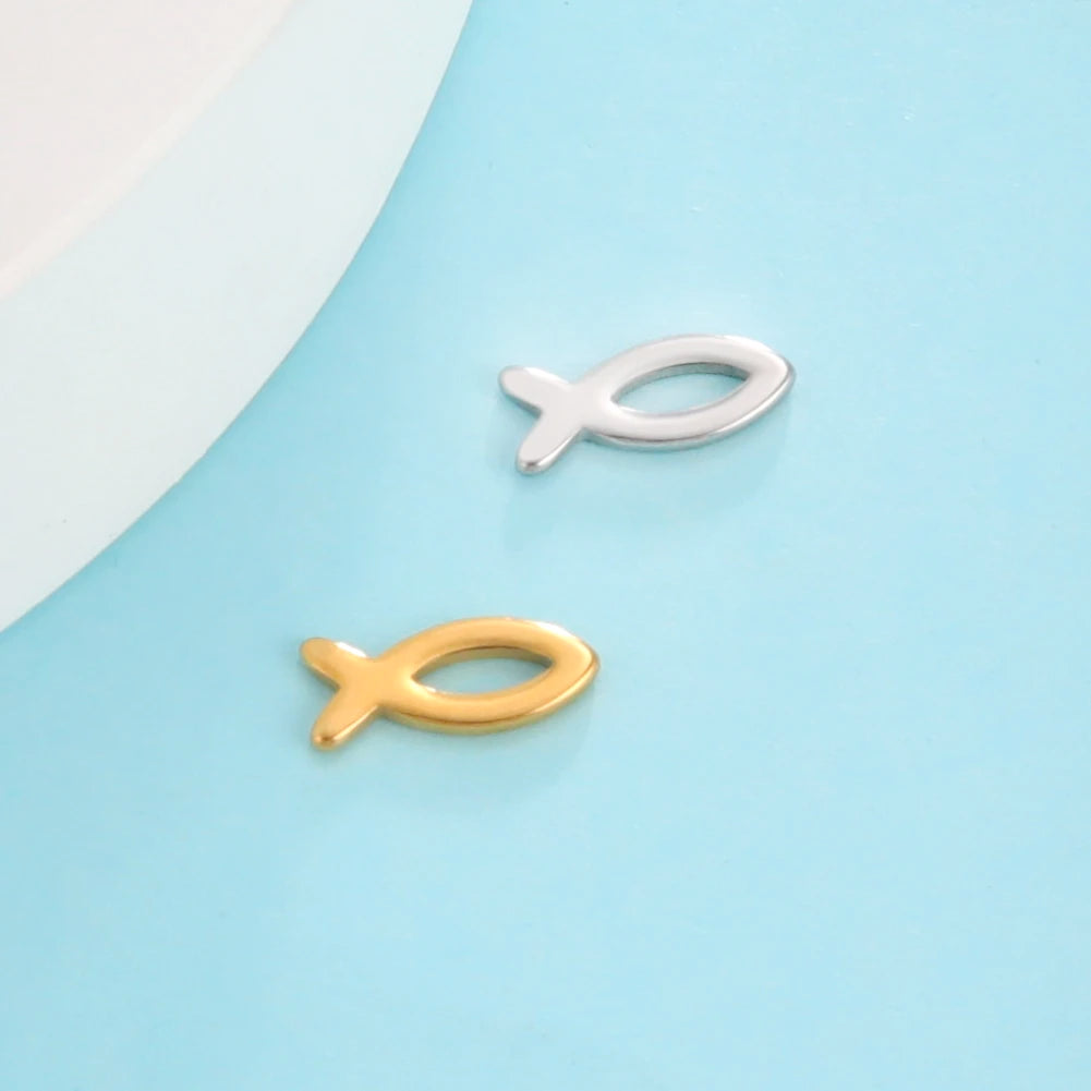 5pcs/lot Stainless Steel DIY Charms for Jewelry Making Ghost Squirrel Fish Bear Paw Animal Pendant for Necklace Bracelet Earring