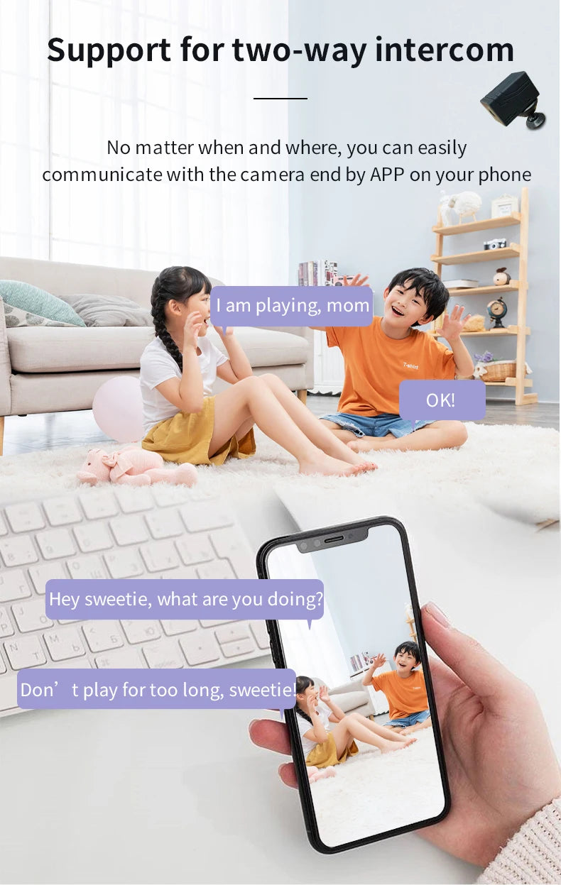 Hot Sales Mini WiFi Camera for Home Security 4MP HD Indoor Camera with Cloud & Memory Card Storage 101° Wide Angle Night Vision