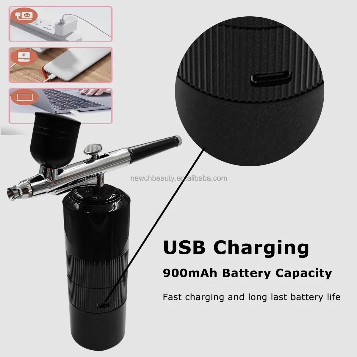 DIY Nail Manicure Airbrush Air Compressor Makeup Kit Nano Mist Sprayer Gun for Cake Painting Tattoo Craft Barber Beauty Spa Use