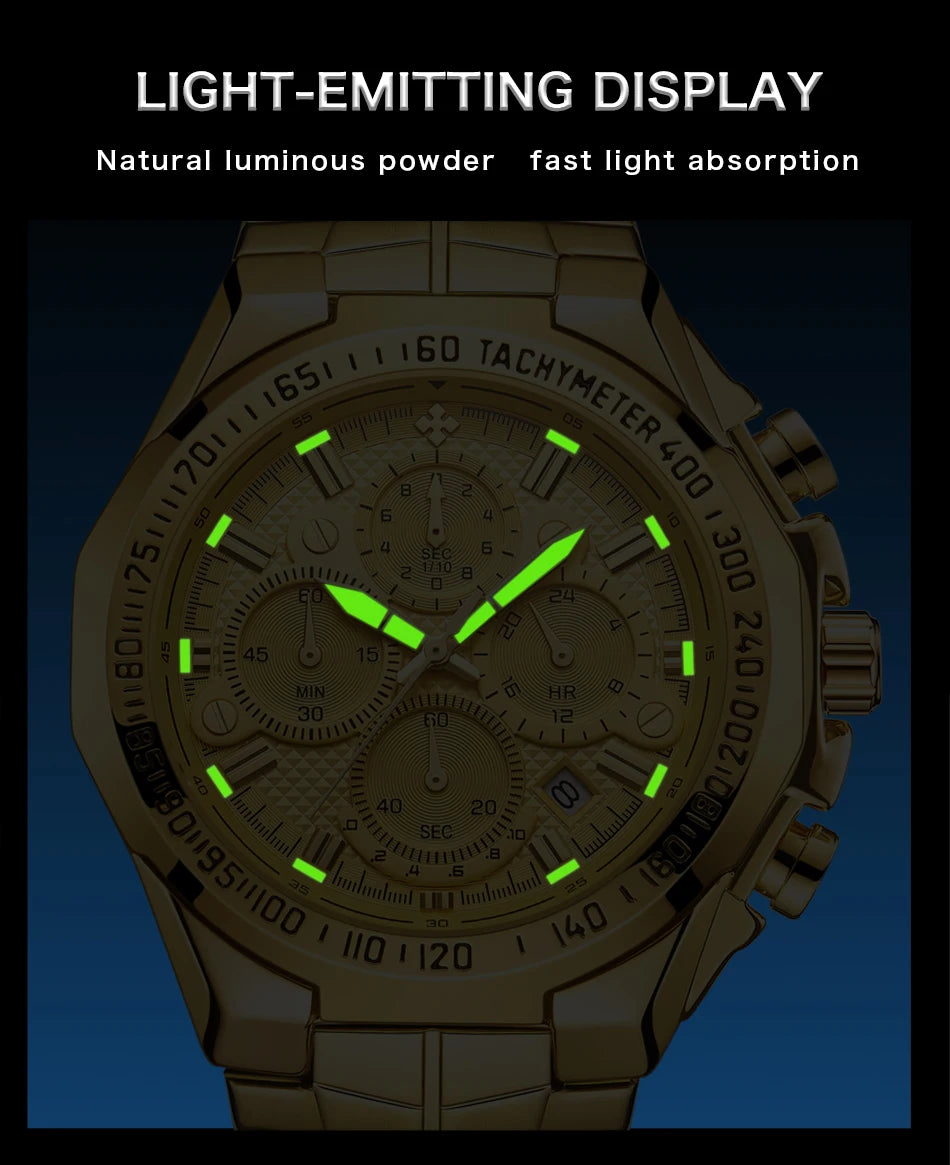 Relogio Masculino WWOOR Mens Watches 2024 Top Brand Luxury Wrist Watches For Men Gold Big Golden Male Chronograph Wristwatch Man