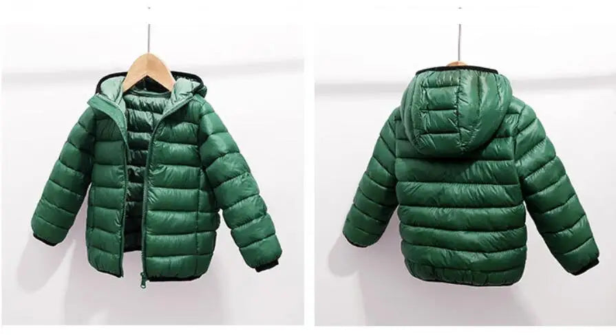 Girls Light Down Cotton Jacket Baby Boys Snowsuit Jackets Autumn Children Clothing 2-8 Years Fashion Kids Hooded Outerwear Coats