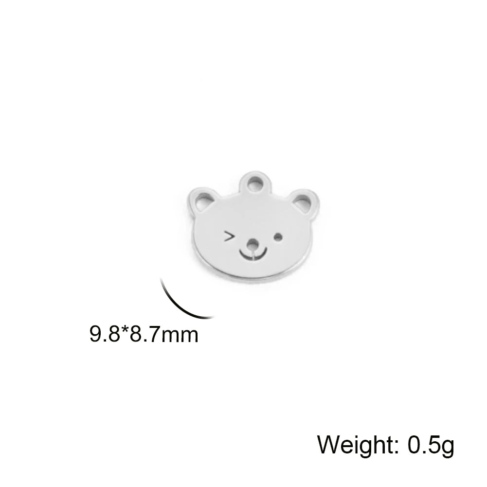 5pcs/lot Stainless Steel DIY Charms for Jewelry Making Ghost Squirrel Fish Bear Paw Animal Pendant for Necklace Bracelet Earring