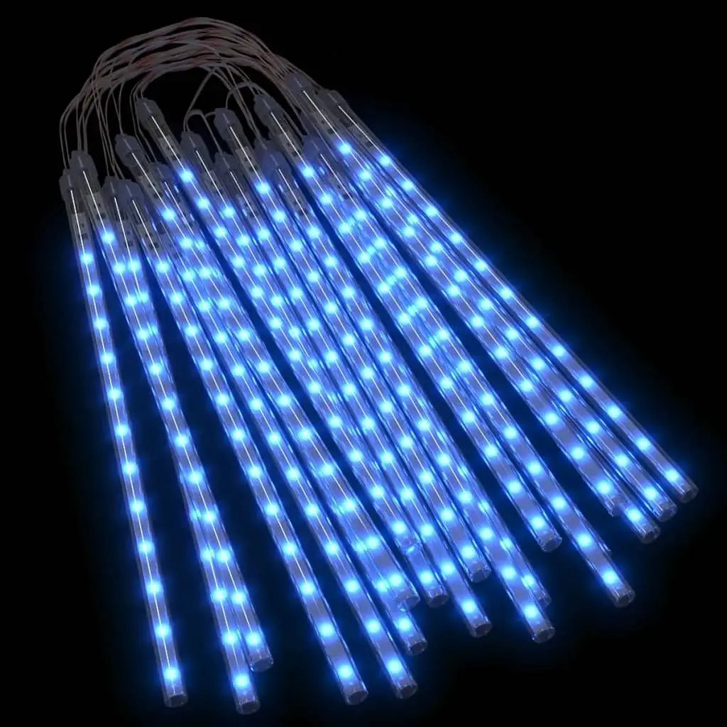 W2B VidaXL Meteor Light Set of 20 Blue Plastic 11.8in Tube Warm White LED String for Outdoor & Garden IP65 for Parties Christmas