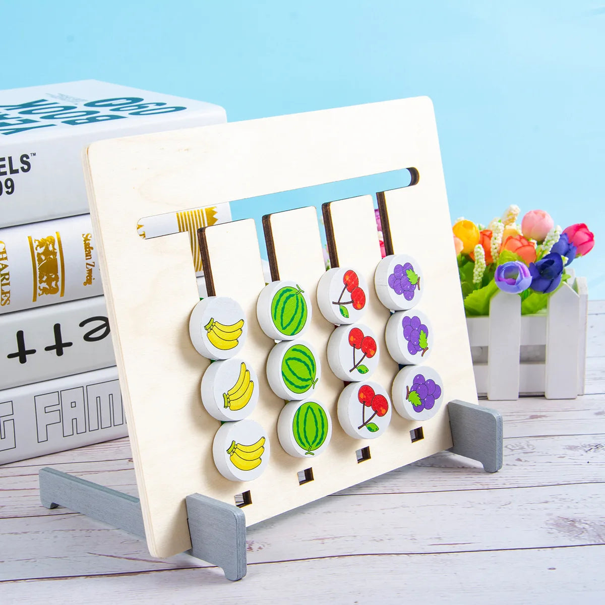 Wooden Math Educational Connect Four Color Line up Classic Double Sided Matching Game Logical Reasoning Training Montessori Toys