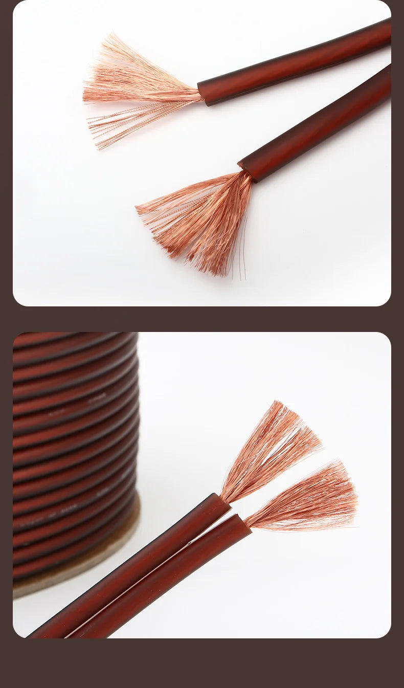 HUALIWEN DIY HIFI Audio Cable Oxygen Free Pure Copper Speaker Cable For Car Audio Home Theater Audio Wire Soft Touch Cable