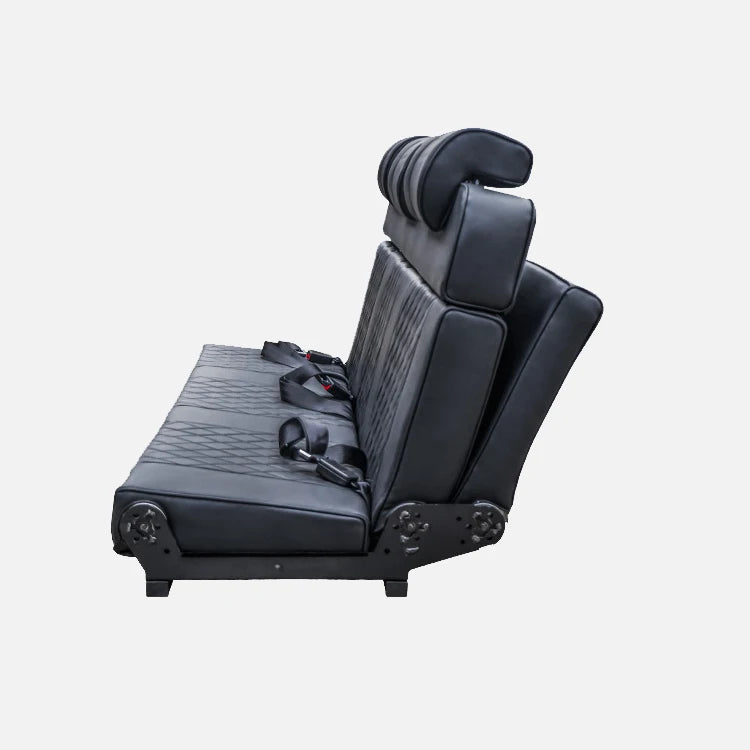 Wholesale Adjustable Triple-Person Folding Leather Sofa Customized RV Passenger Seat Bed for Camper Vans MPVs Modified Car Seats