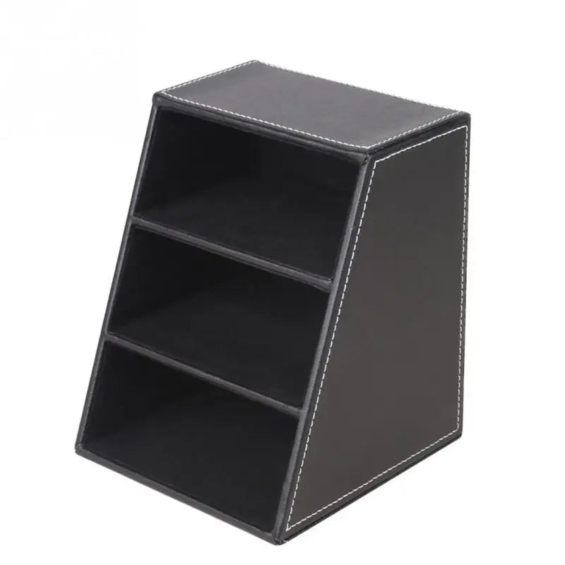 Household Phone And TV Remote Control Leather Storage Box Desk Organizer Holder Home Office Storage Case
