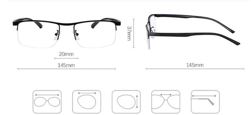 IENJOY Intelligent Multifocal Progressive Reading Glasses Half Frame Dual-use Anti-Blue Light  Automatic Adjustment Eyewear