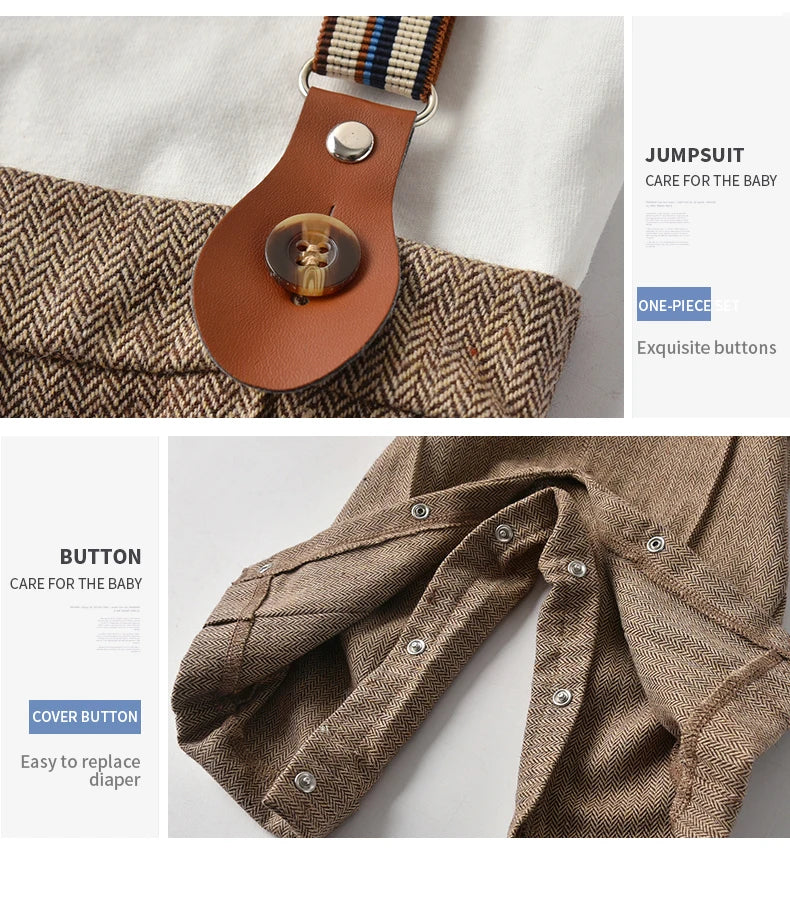 Newborn Boy Formal Clothes Set Infant Boy Gentleman Birthday Romper Outfit With Hat Vest Long Sleeve Infant Jumpsuit Suit Formal