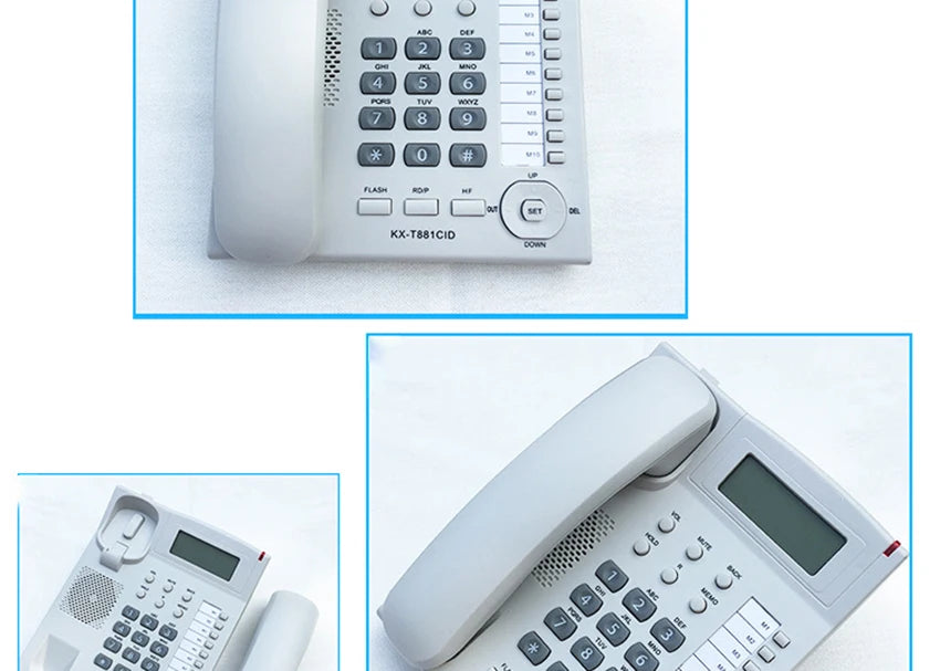 Desktop Corded Telephone, Wired Landline Phone for Home/Hotel/Office, Handsfree, with Blue Backlit, Caller ID, in English