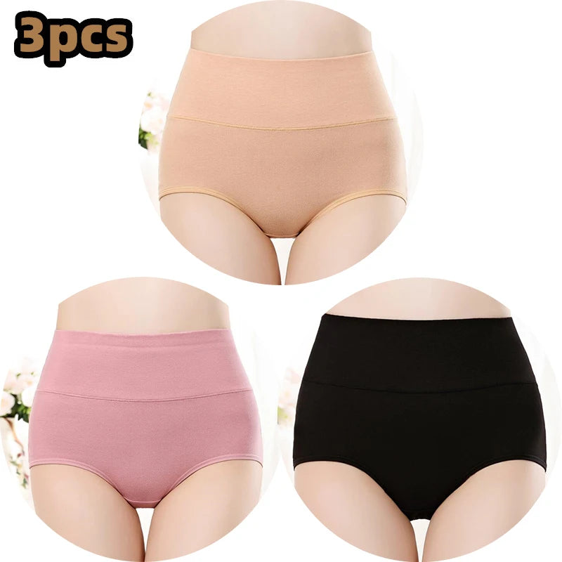 Cotton Women's Panties Elastic Soft Large Size XXXL Embossed ROSE Ladies Underwear Breathable Sexy High Waist Briefs
