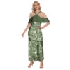 Polynesian Printing Samoa Puletasi Two Piece Elegant Dresses Island Ruffles Shirt and Puletasi Dress