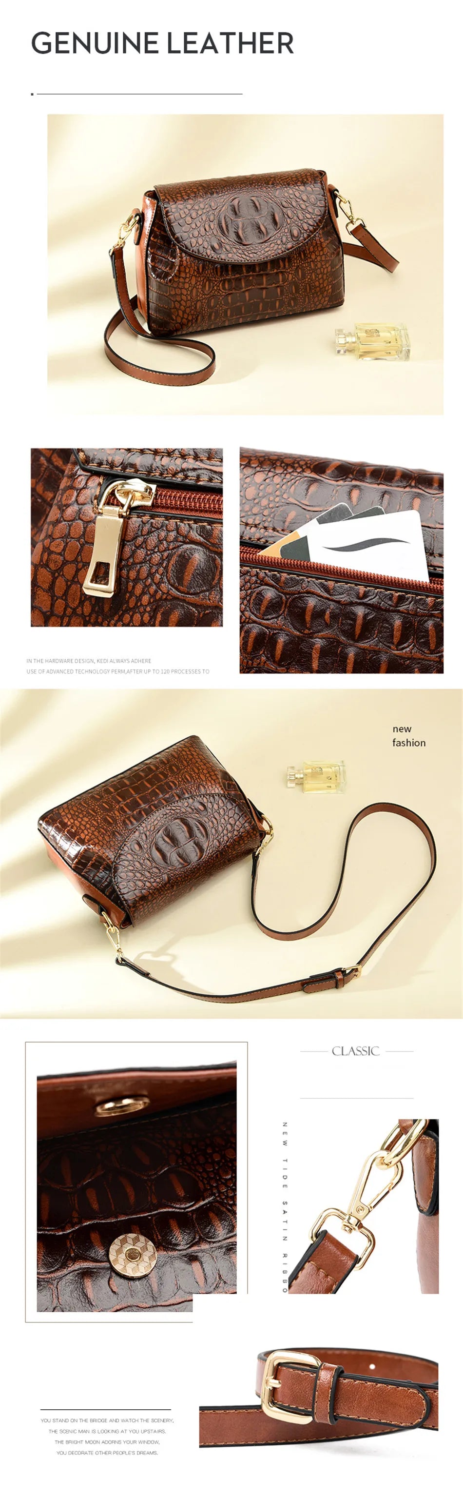 Luxury Brand Handbags For Women 2026 Sac A Main Ladies Crocodile Pattern Leather Crossbody Bags Designer New Shoulder Bag Bolsos