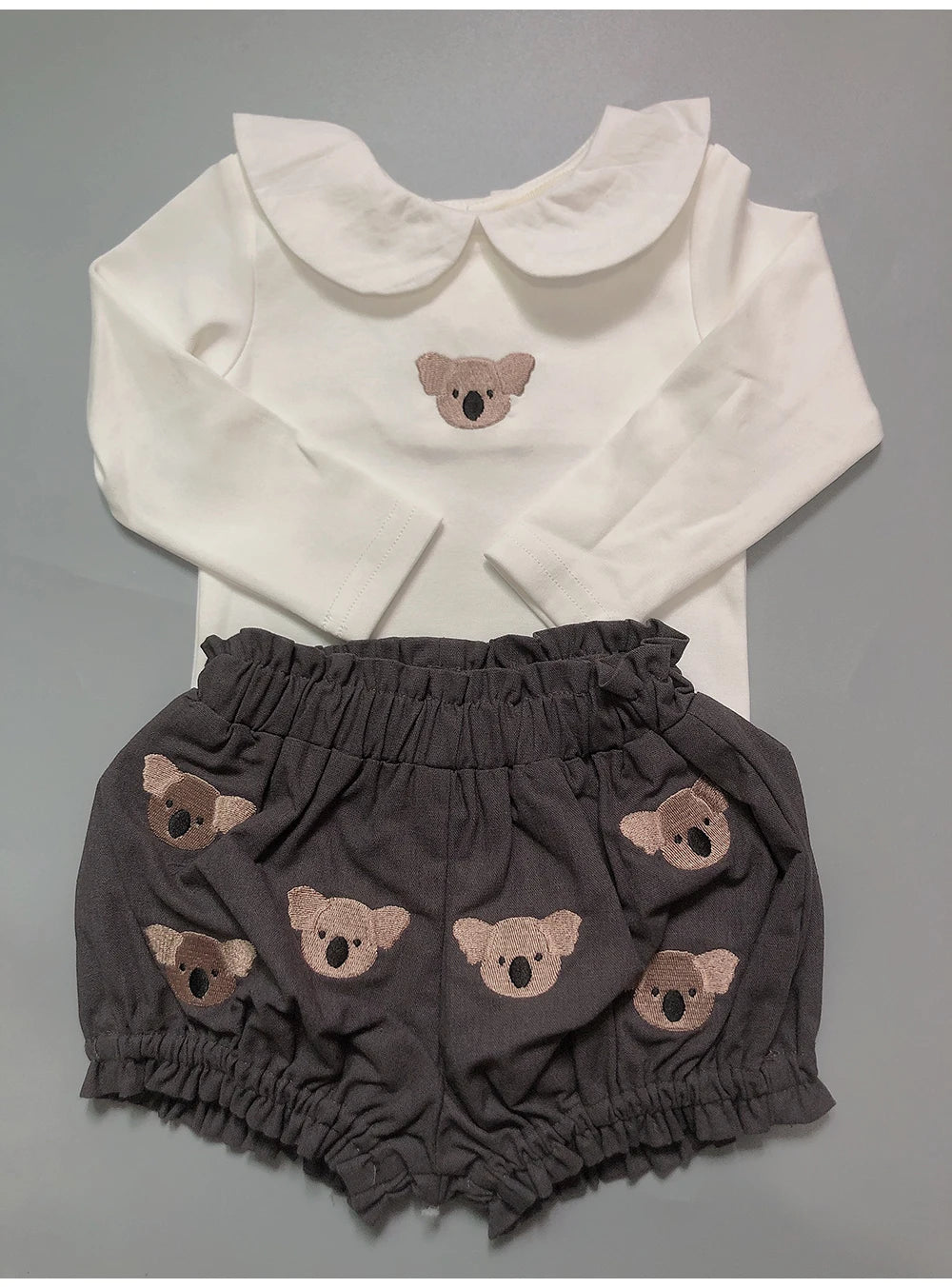 Summer Baby Set Long-sleeved Romper Top Shorts Pure Handmade Embroidered Cartoon Animals High-quality Fabric Physical Texture