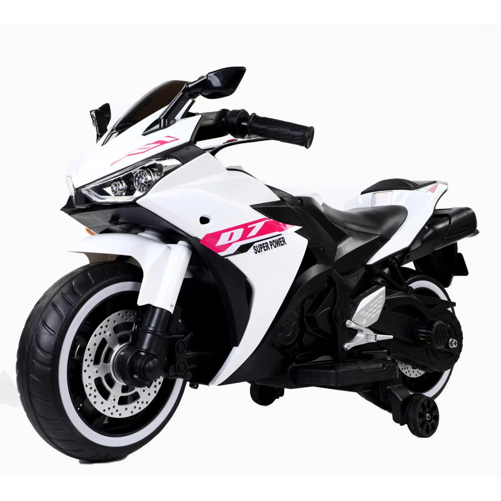 Electric Scooter 12V Kids Toys Scooter for Boys Girls with Training  Wheels/manual Throttle/ Drive by Hand/Lighting Wheels