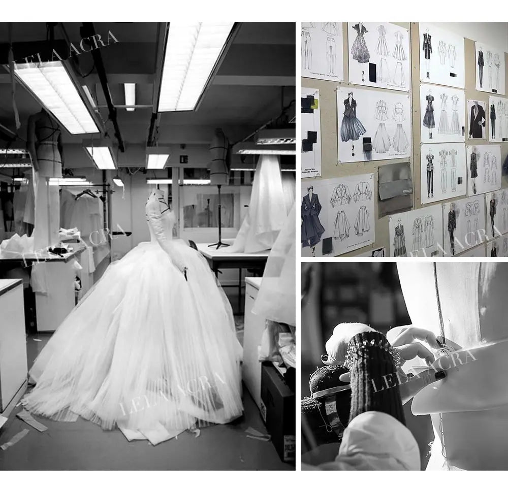 LelaAcra 3D Flowers Wedding Dress 2026 Long Sleeve Sweetheart Luxury Ball Gown Princess Bride SM161 Plus Size Vestido de Noiva