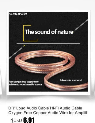 HUALIWEN DIY HIFI Audio Cable Oxygen Free Pure Copper Speaker Cable For Car Audio Home Theater Audio Wire Soft Touch Cable