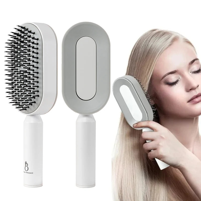 Self Cleaning Hair Brush for Women One-key Cleaning Hair Loss Airbag Massage Scalp Comb Anti-static Hairbrush