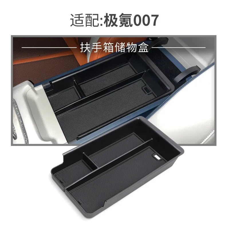 For Zeekr 007 2024 Armrest Storage Box Insert Tray Center Console Organizer ABS Interior Accessories
